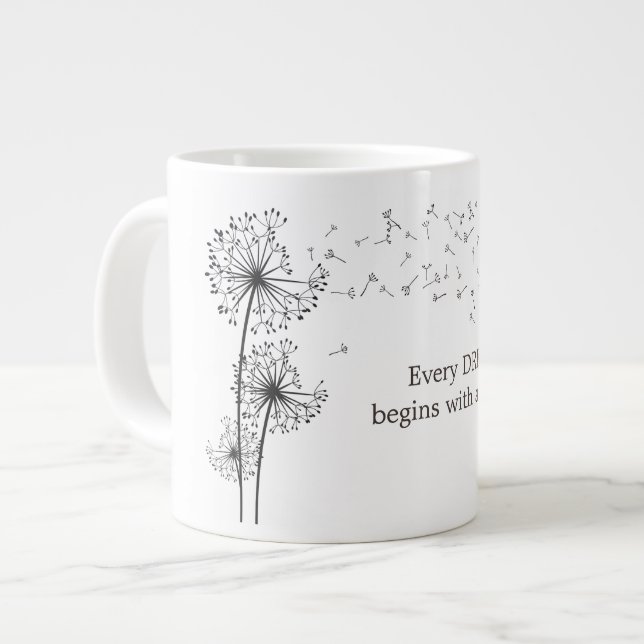 Dandelion Make A Wish Quote Large Coffee Mug (Front Left)
