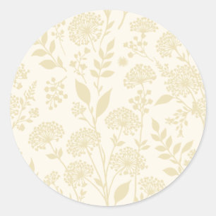 Dandelion Meadow Golden Wheat - Neutral Classic Round Sticker