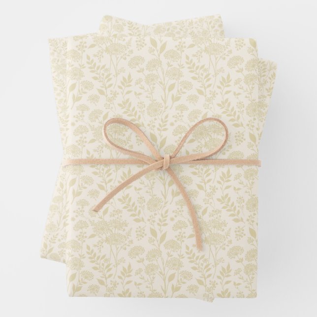 Dandelion Meadow Golden Wheat - Neutral Wrapping Paper Sheet (In situ)