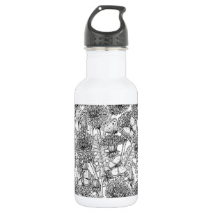 Dandelion meadow in black and white 532 ml water bottle