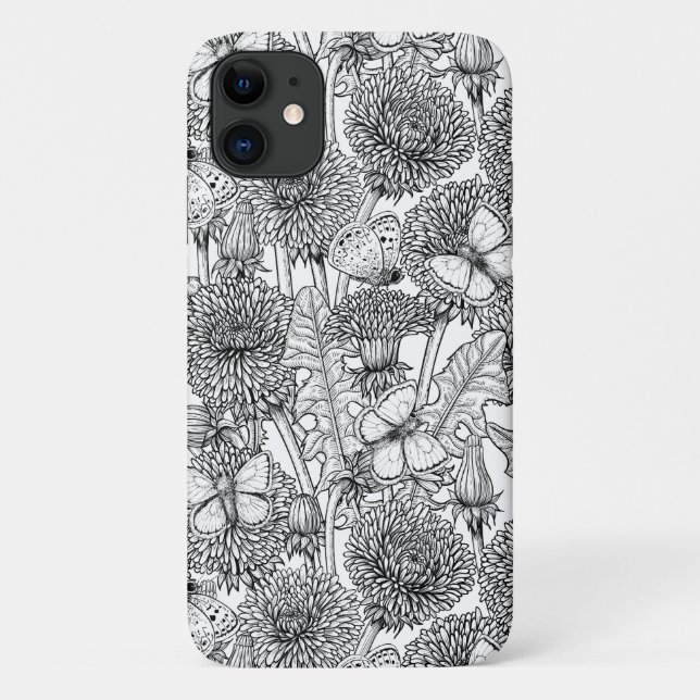 Dandelion meadow in black and white Case-Mate iPhone case (Back)