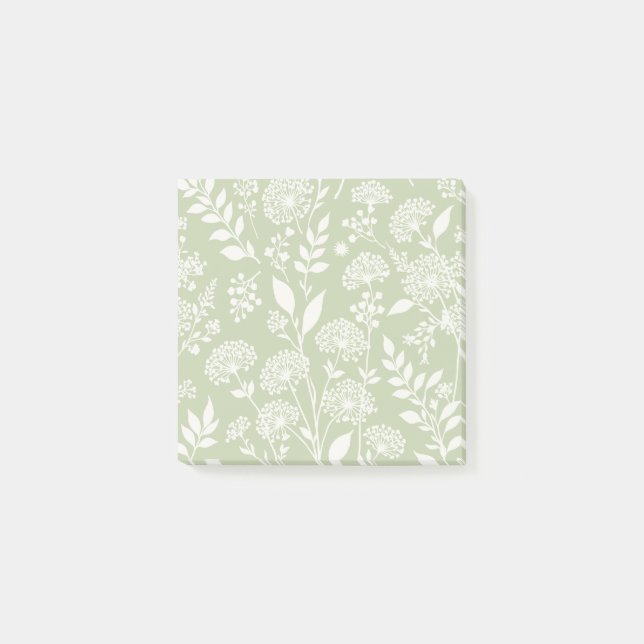 Dandelion Meadow Neutral - Soft Olive Post-it Notes (Front)