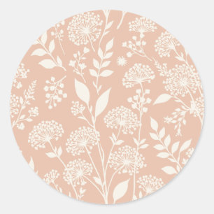 Dandelion Meadow Neutral - Warm Apricot Classic Round Sticker