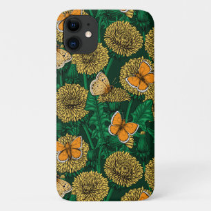 Dandelion meadow on dark green iPhone 11 case