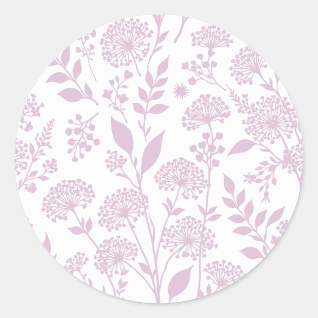 Dandelion Meadow Warm Lilac - Neutral Classic Round Sticker (Front)