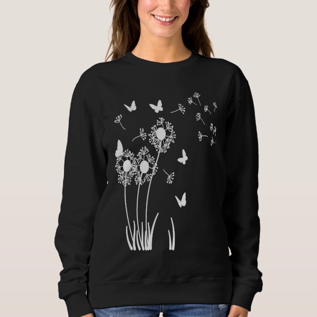 Dandelion Meadow with Butterflies for Dandelions Sweatshirt (Front)