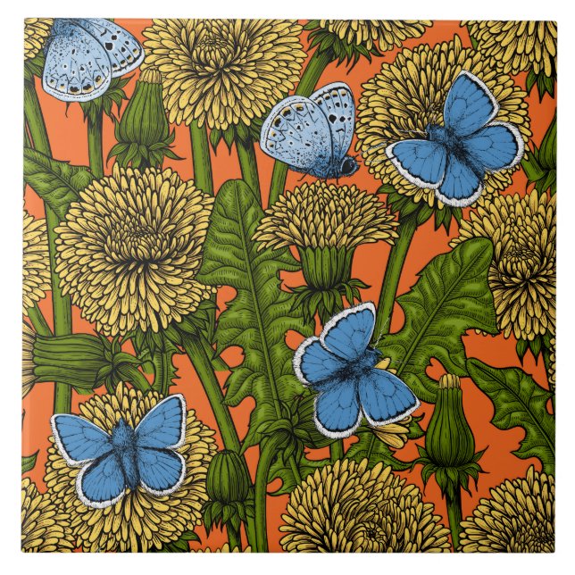 Dandelion medow ceramic tile (Front)