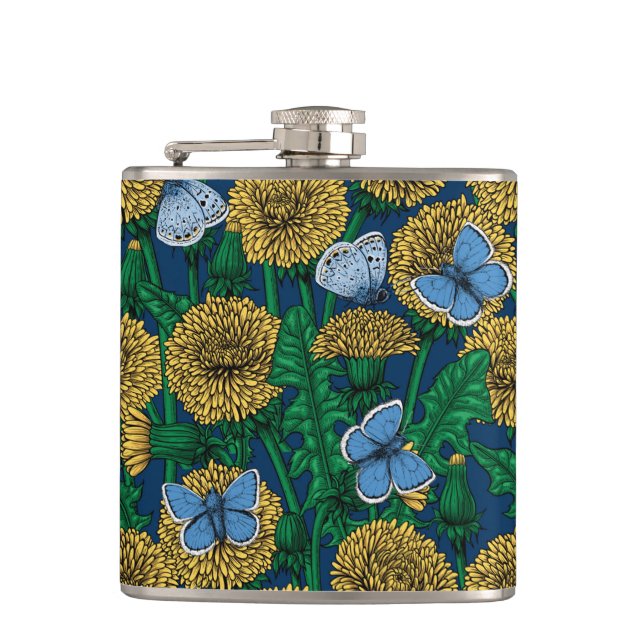 Dandelion medow hip flask (Front)