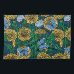 Dandelion medow tea towel<br><div class="desc">Vector seamless pattern with dandelions and common blue butterflies.</div>