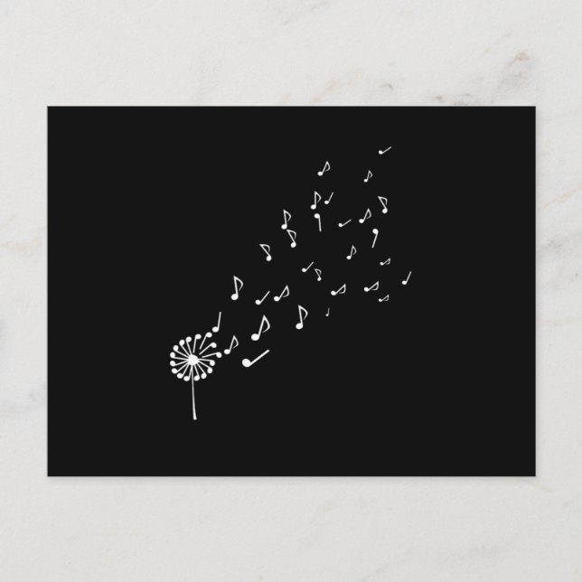 Dandelion Music Notes Piano Player Pianist Gift Postcard (Front)