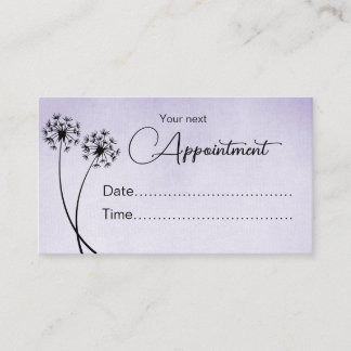 Dandelion on lavender water colour effect simple appointment card