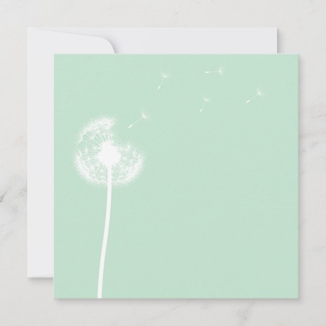 Dandelion on Mint Blank Invitation (Front)