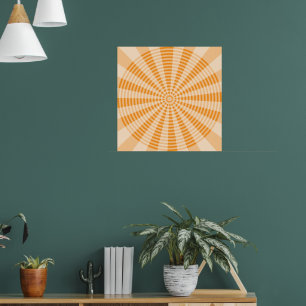 Dandelion, Orange Spiral, Boho Abstract Art Poster