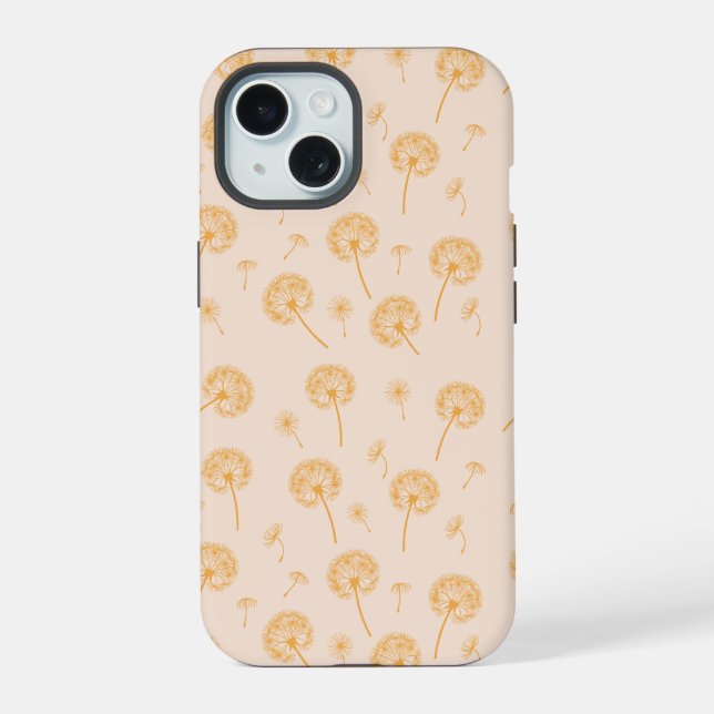 Dandelion Pattern iPhone 14 Tough Funda, Brillante iPhone 15 Case (Back)