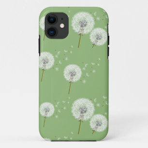 Dandelion Pattern on Green Background iPhone 11 Case