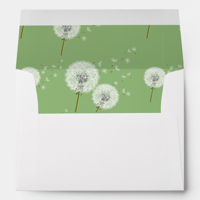 Dandelion Pattern on Green Background Envelopes (Back (Bottom))