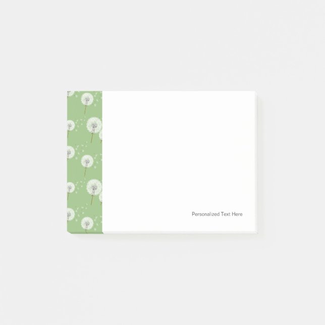 Dandelion Pattern on Green Background Post-it Notes (Front)