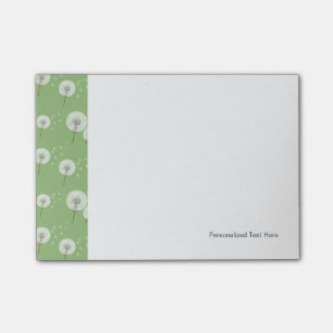 Dandelion Pattern on Green Background Post-it Notes