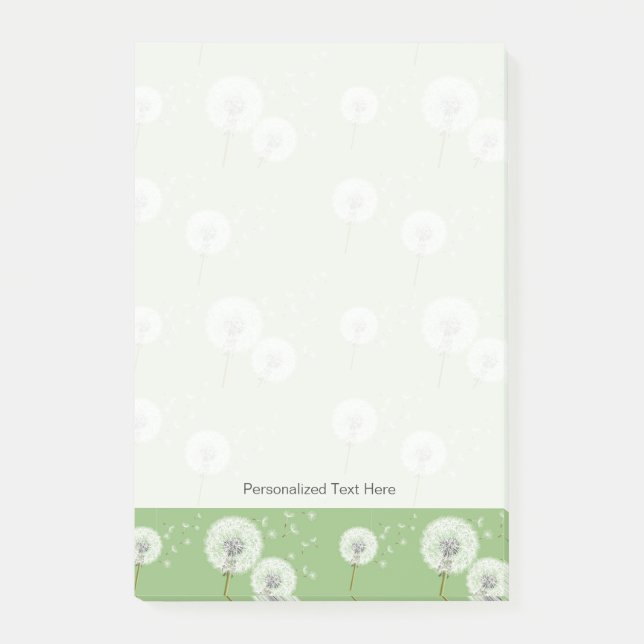 Dandelion Pattern on Green Background Post-it Notes (Front)
