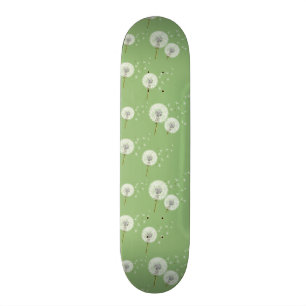 Dandelion Pattern on Green Background Skateboard