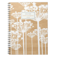 Dandelion Pattern on Wood Personalised Notebook