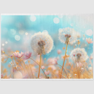 Dandelion Peach White Decoupage Tissue Paper