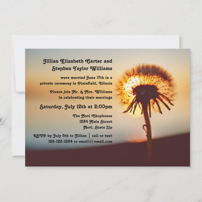 Dandelion Photo - Wedding Announcement (Front)