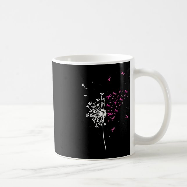 Dandelion Pink Ribbon Cool Breast Cancer Awareness Coffee Mug (Right)