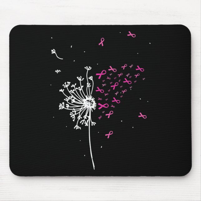 Dandelion Pink Ribbon Cool Breast Cancer Awareness Mouse Pad (Front)