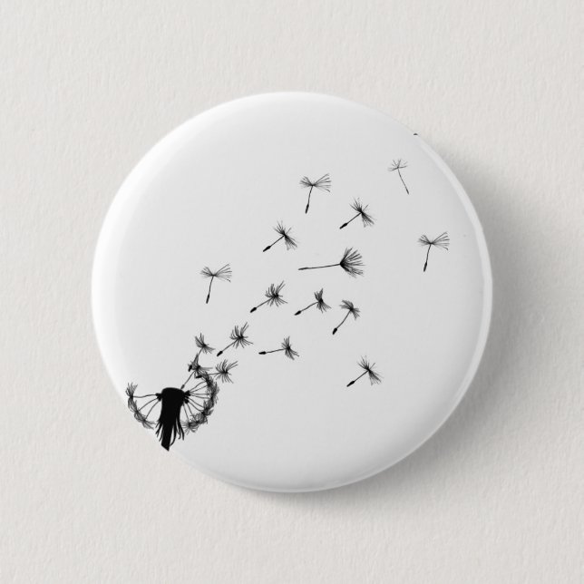 Dandelion puff in the wind 6 cm round badge (Front)