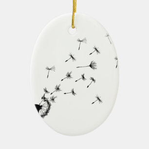 Dandelion puff in the wind ceramic tree decoration