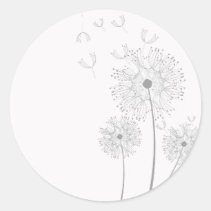 Dandelion pure modern flower art classic round sticker
