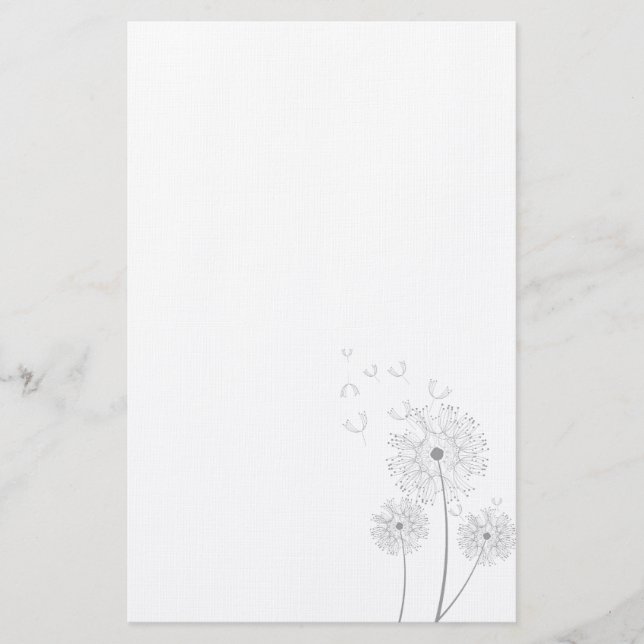 Dandelion pure modern flower art stationery (Front)
