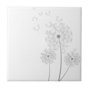 Dandelion pure modern flower art tile