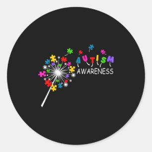 Dandelion puzzle piece autism awareness kids men classic round sticker