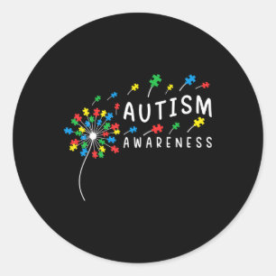 Dandelion Puzzle Piece Cool Autism Boys Girls Kids Classic Round Sticker