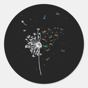 Dandelion Puzzle Ribbon Inspirational Autism Aware Classic Round Sticker