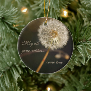 Dandelion Seed Head in Brown Tones Ceramic Ornament