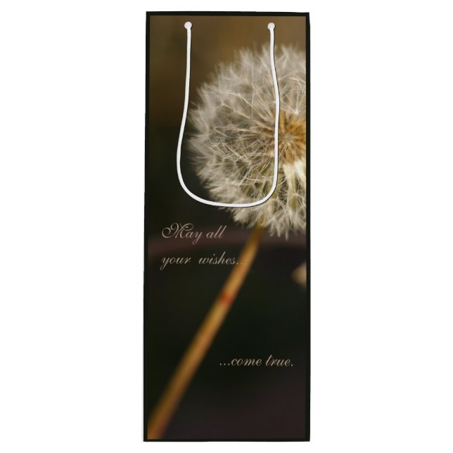 Dandelion Seed Head in Brown Tones Wine Gift Bag (Front)