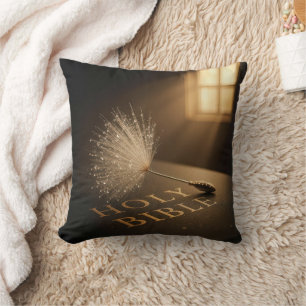 Dandelion Seedling with Water Droplets on a Bible  Cushion