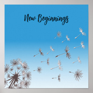 Dandelion Seeds Flying Into The Sky New Beginnings Poster