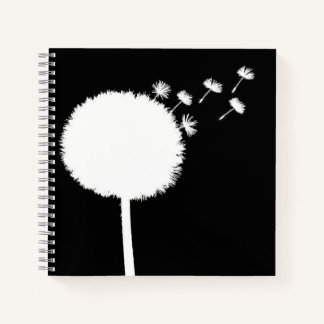 Dandelion Seeds Notebook Black and White