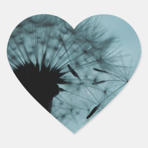 Dandelion Seeds Teal and Black Heart Sticker