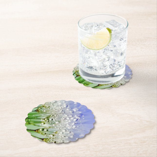 Dandelion Seeds with Dew Droplets Paper Coaster (Insitu)