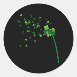 Dandelion Shamrock Clover Leaf St. Patrick Irish R Classic Round Sticker