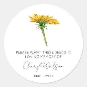 Dandelion Simple Memorial Seed Packet Classic Round Sticker