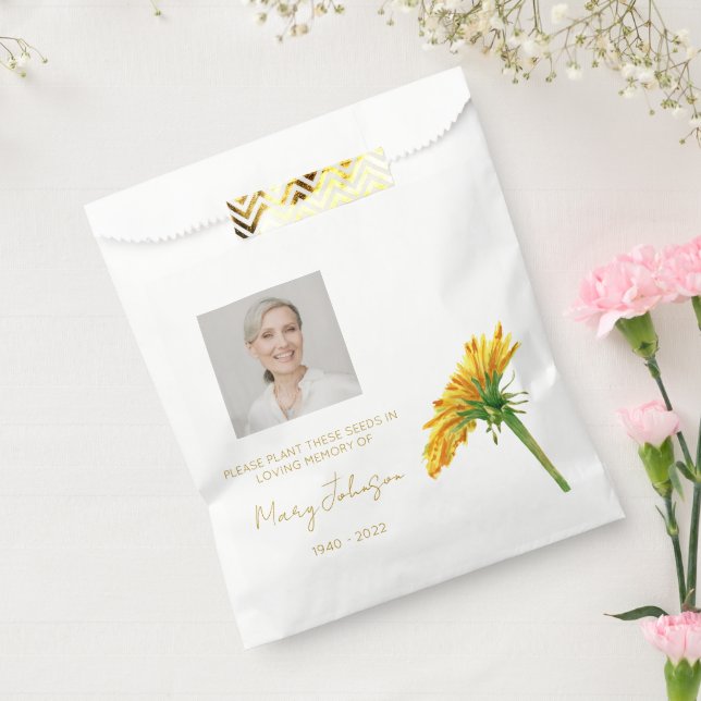 Dandelion | Simple Photo Funeral Seed Favour Bag (Sealed)