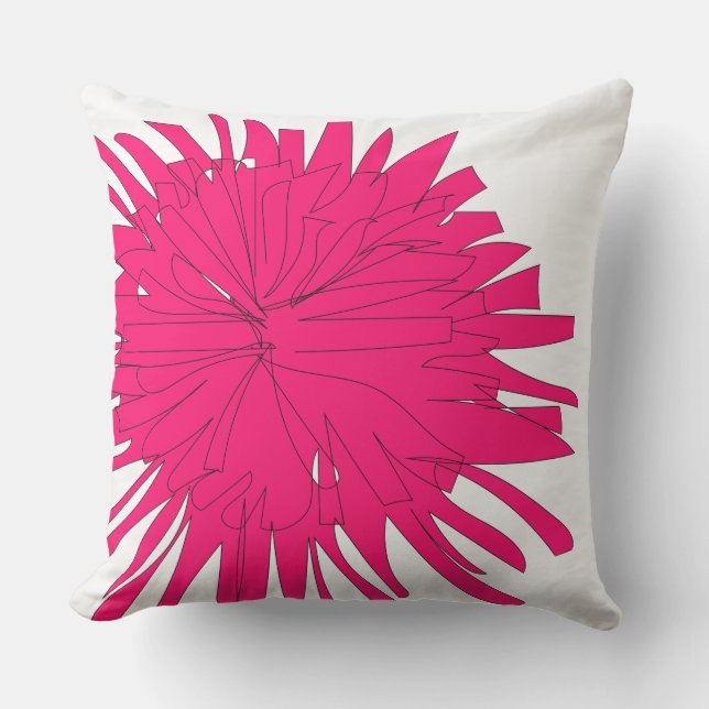 Dandelion sketch from our garden in fuchsia cushion (Front)