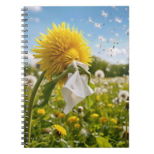 Dandelion Sneezing in Tissue Notebook