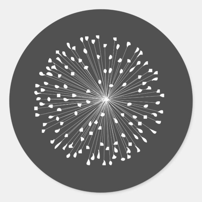 DANDELION STARBURST in WHITE Classic Round Sticker (Front)